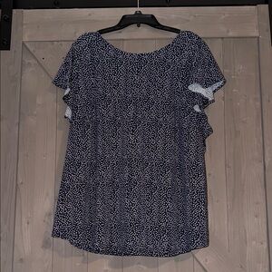 Adrianna Papell Navy and White Blouse